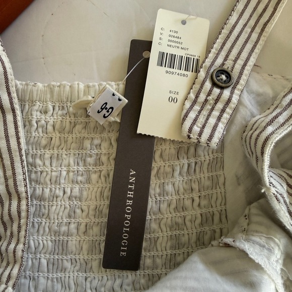 Anthropologie Women's Striped Midi Dress Smocked Back Size 00 Cowgirl Prairie - Picture 8 of 15